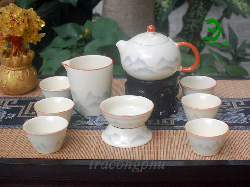 Bộ Ấm Chén Kim Ngọc Sơn Thủy - BAC445